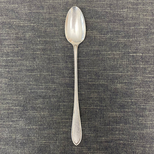 antique silver long handled teaspoon for serving jam or prop photography
