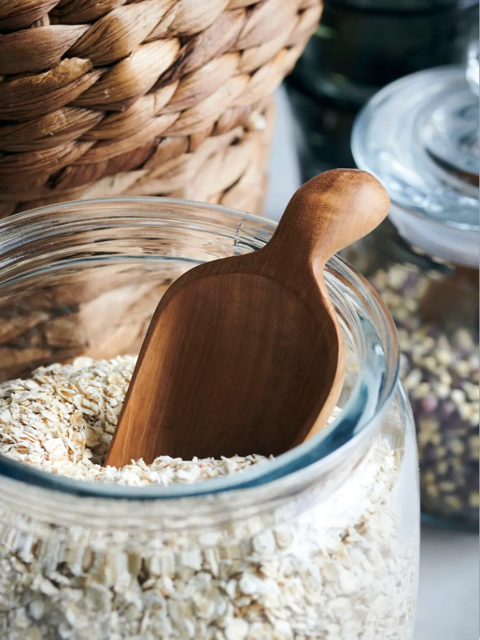 ecologically harvested reclaimed teak wood handmade flour or grain scoop