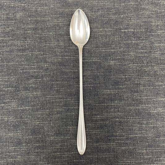 antique silver long handled teaspoon for serving jam or prop photography