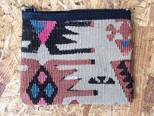 vintage kilim one of a kind bohemian small zippered pouch