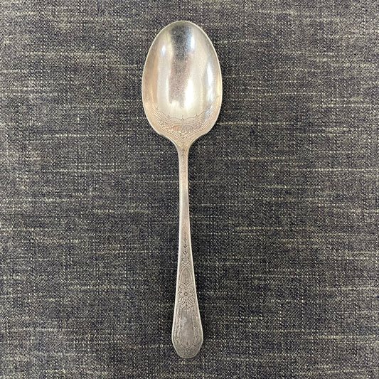 antique silver small serving spoon for serving or prop photography