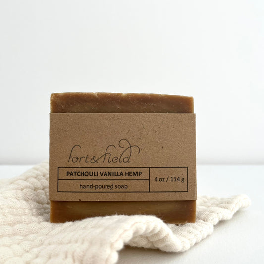 patchouli vanilla hemp handmade soap bar