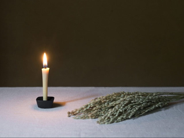 black solid casted iron Takazawa Candle Koma candle stand