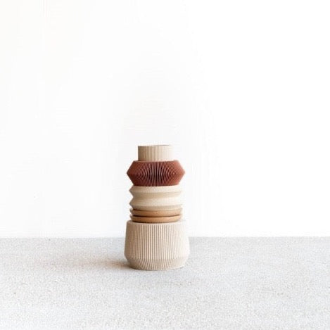 Minimum Design 3D printed modern geometric origami stacking totem vase from France
