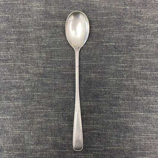 antique silver long handled teaspoon for serving jam or prop photography