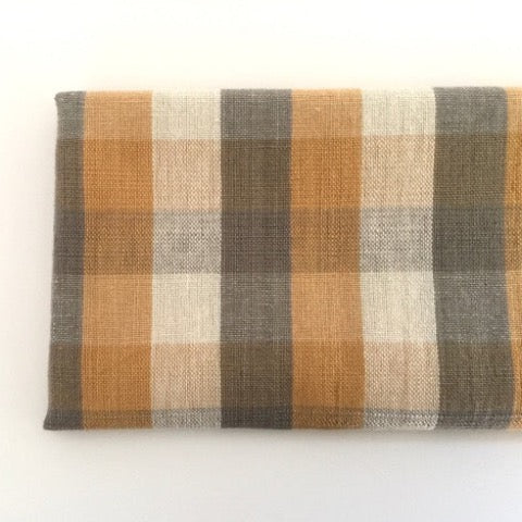 tan, cream, and mustard plaid gingham 100 percent cotton farmhouse kitchen utilitarian towel