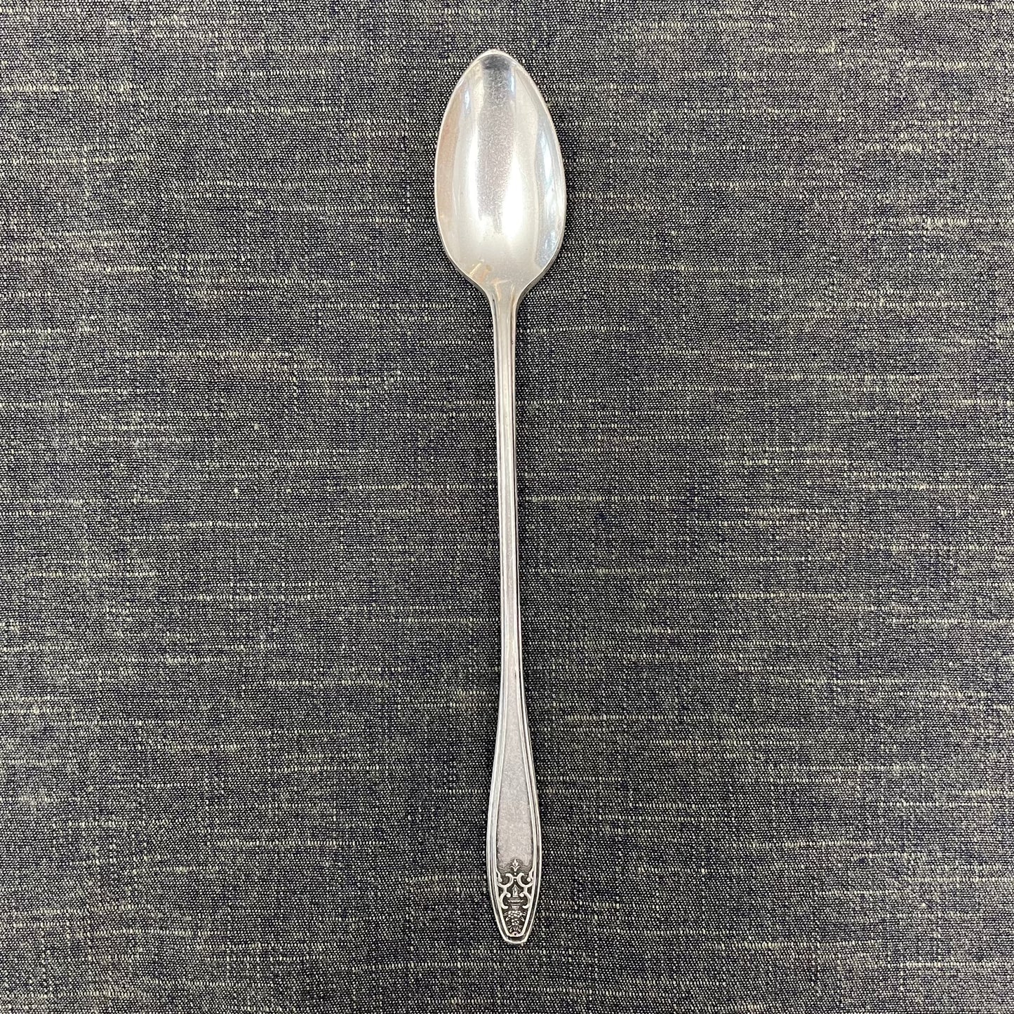 antique silver long handled teaspoon for serving jam or prop photography