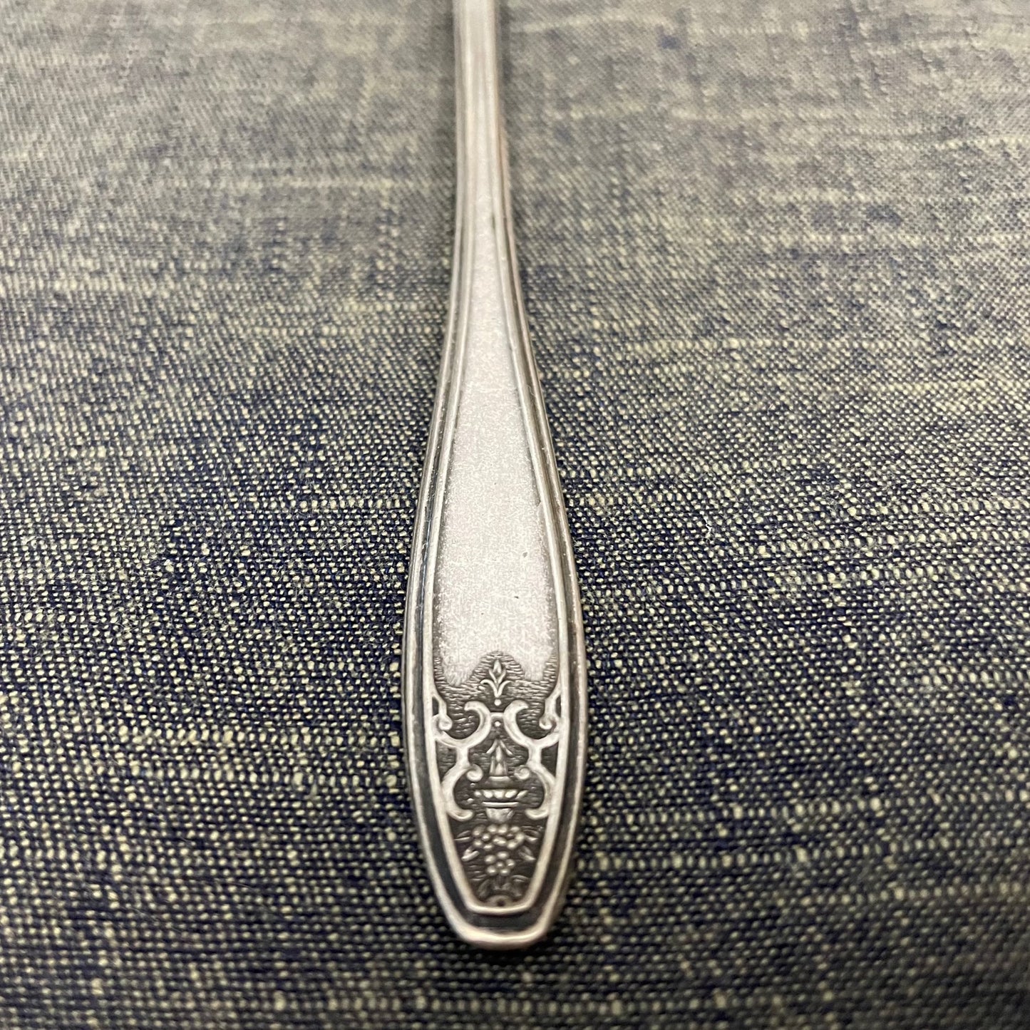 antique silver long handled teaspoon for serving jam or prop photography