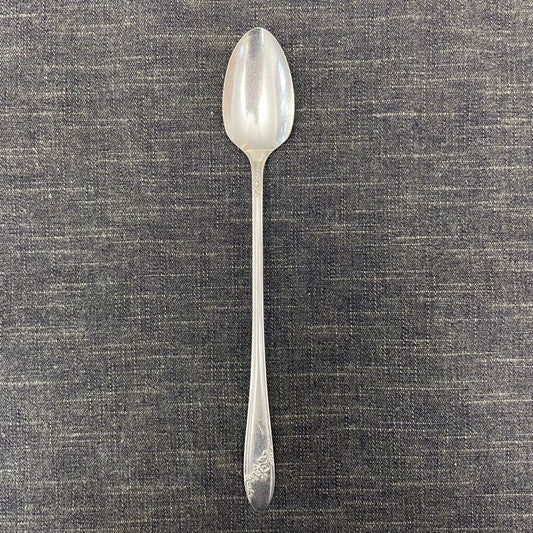 antique silver long handled teaspoon for serving jam or prop photography