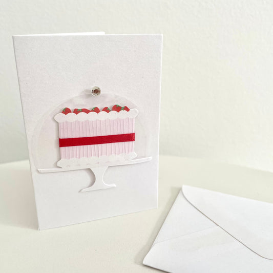 white pink and red 3D paper cake stand mini gift enclosure card
