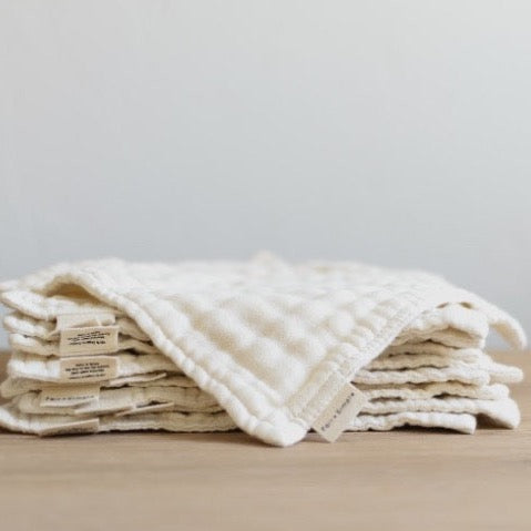 100 percent fair trade, undyed certified organic gauze cotton washcloths 