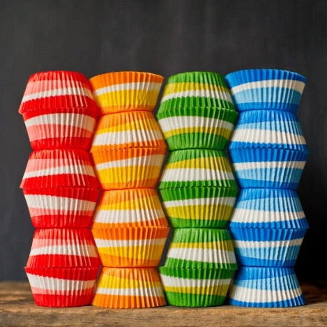 bright paper cupcake liners for circus party supplies