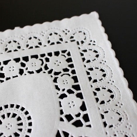 white square paper doilies