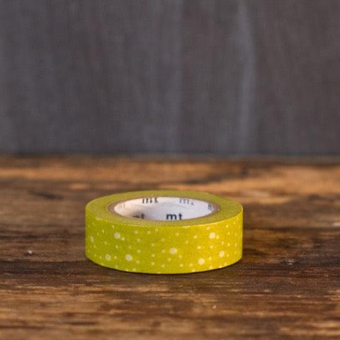 MT Brand lime green polka dot print Japanese washi masking tape roll