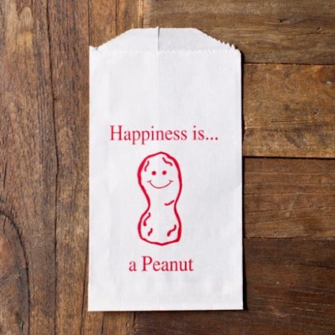 red and white happiness is a peanut printed glassine bags