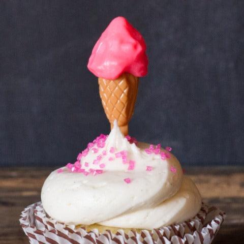 hot pink plastic ice cream cone cupcake toppers party supplies