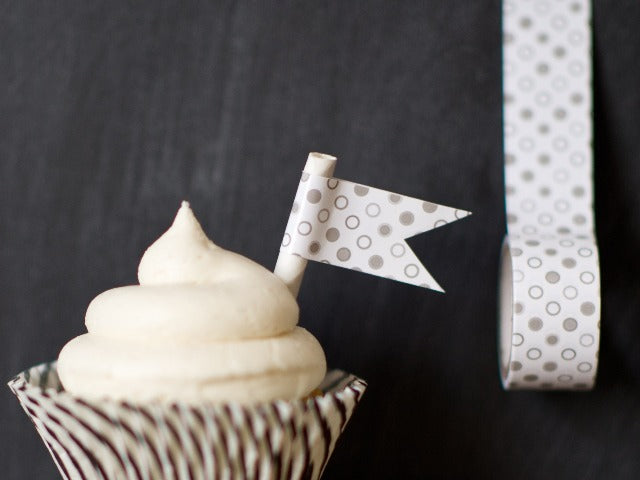 grey and white Tapestastic patterned polka dot tape roll