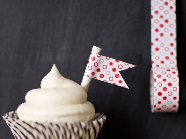 red and white Tapestastic patterned polka dot tape roll
