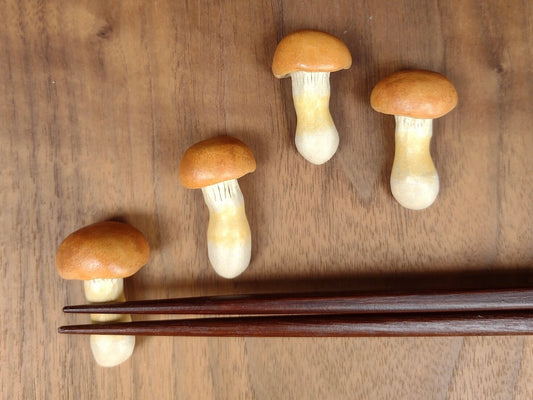 realistic mushroom handmade Japanese pottery chopstick or knife rest