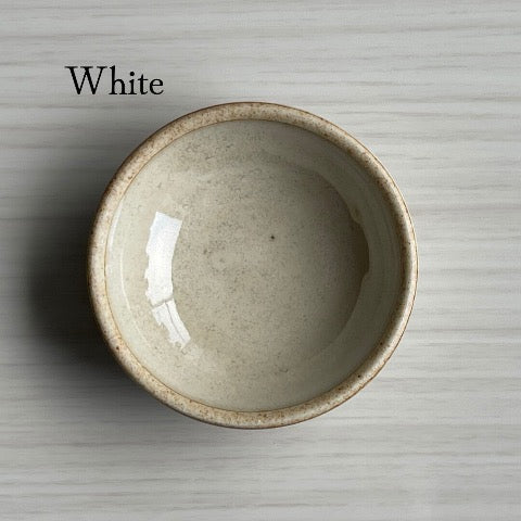 handmade Japanese ceramic round mini condiment dishes in white