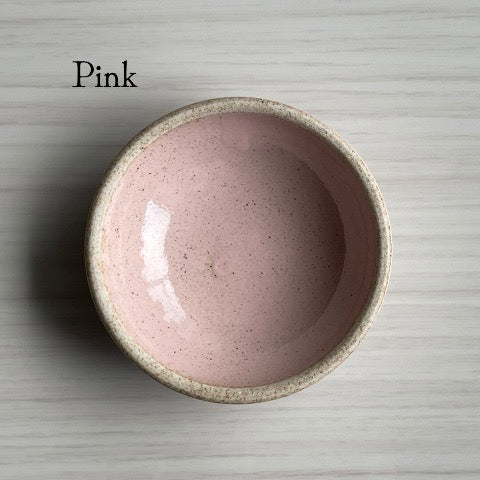 handmade Japanese ceramic round mini condiment dishes in pink