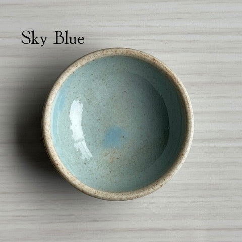 handmade Japanese ceramic round mini condiment dishes in sky blue