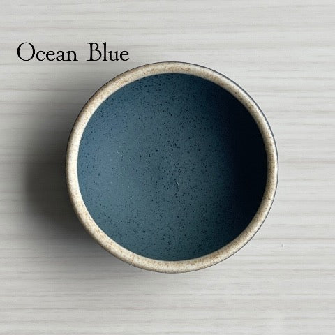 handmade Japanese ceramic round mini condiment dishes in ocean blue