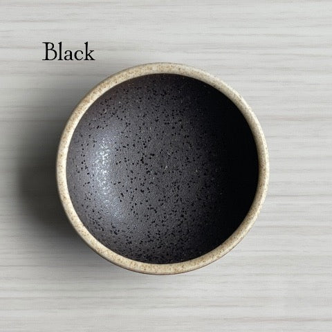 handmade Japanese ceramic round mini condiment dishes in black