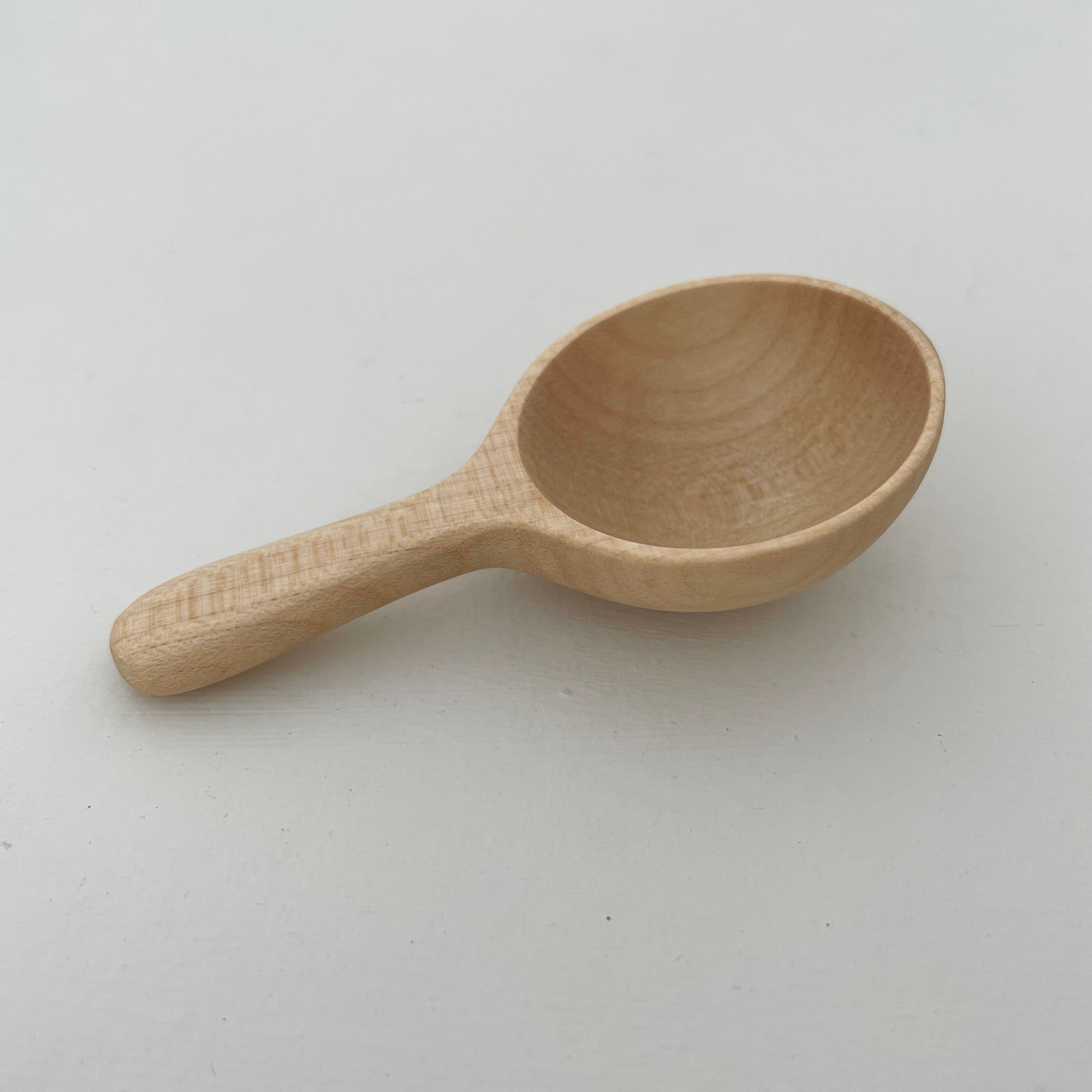 handmade maple wood angled handle coffee or tea scoop made in Indonesia