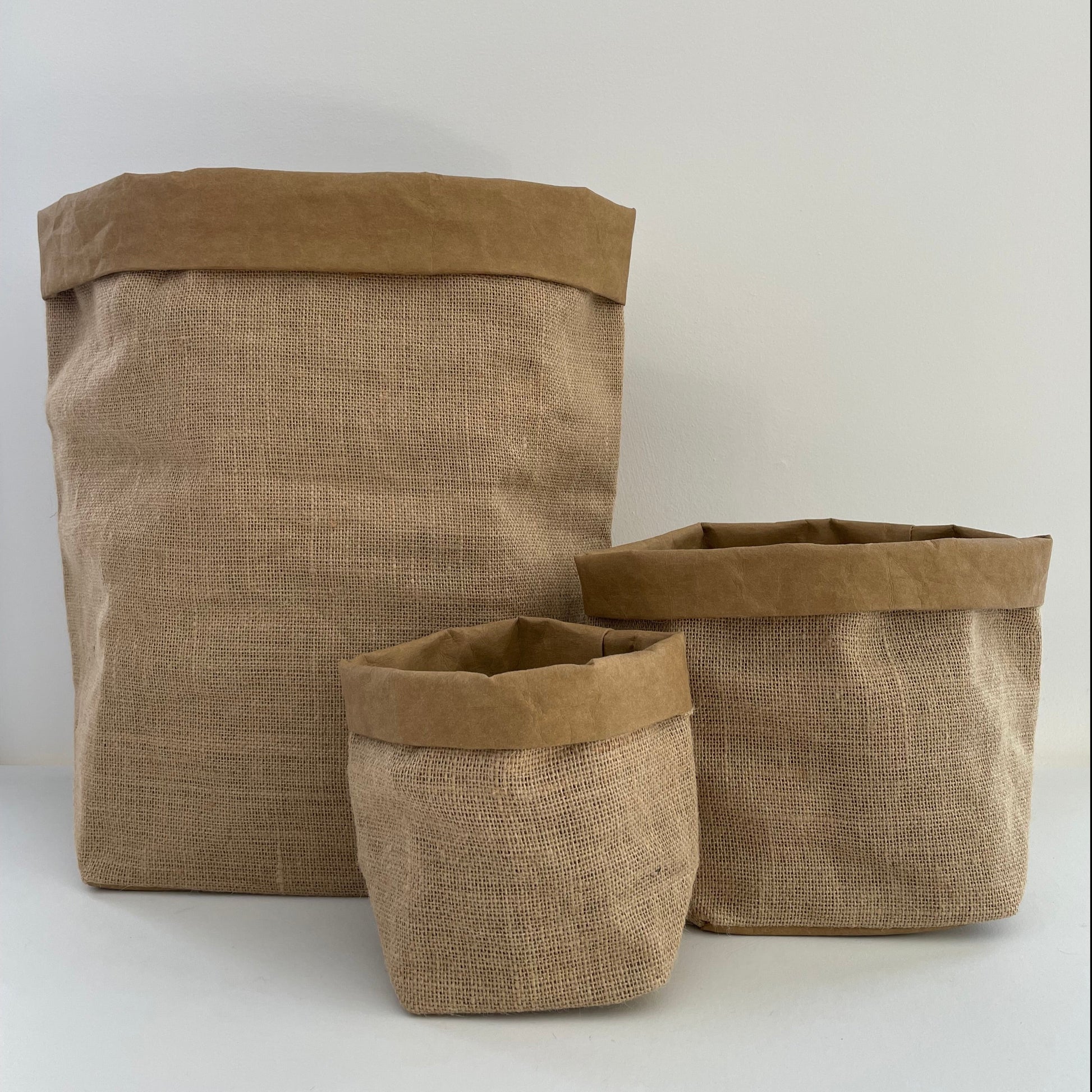 burlap and washable paper tan kraft storage bag sack