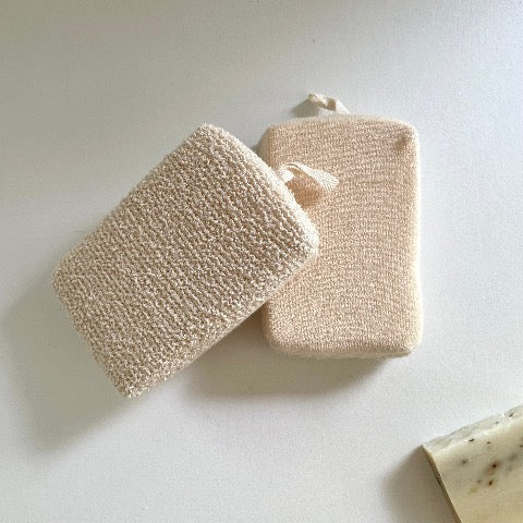 rectangular sisal and cotton terry scrub bath sponge