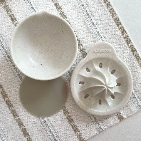 white porcelain ceramic Japanese citrus lemon and lime juicer