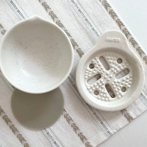 white porcelain ceramic Japanese vegetable grater