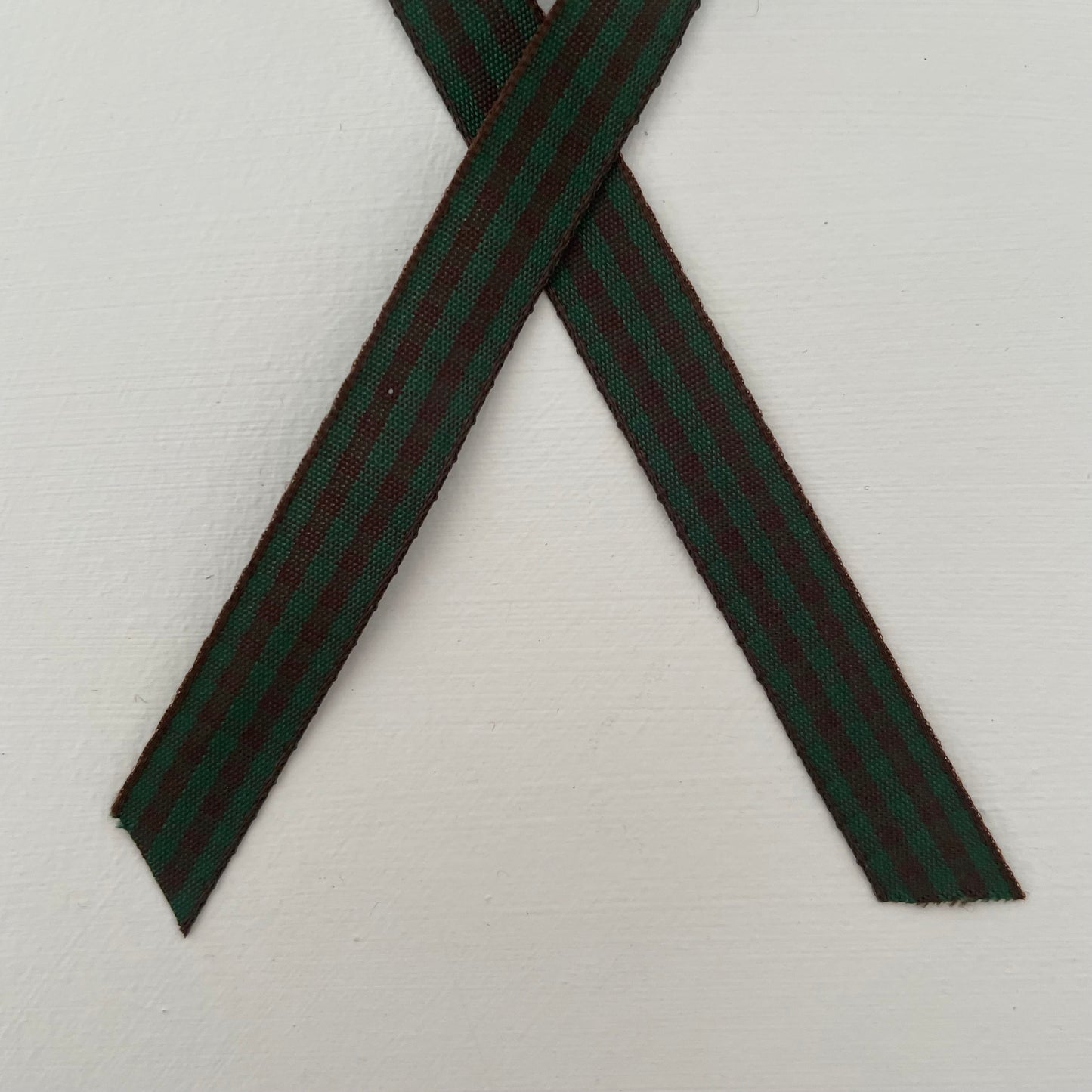 forest green and brown check gingham taffeta ribbon handmade in Japan 