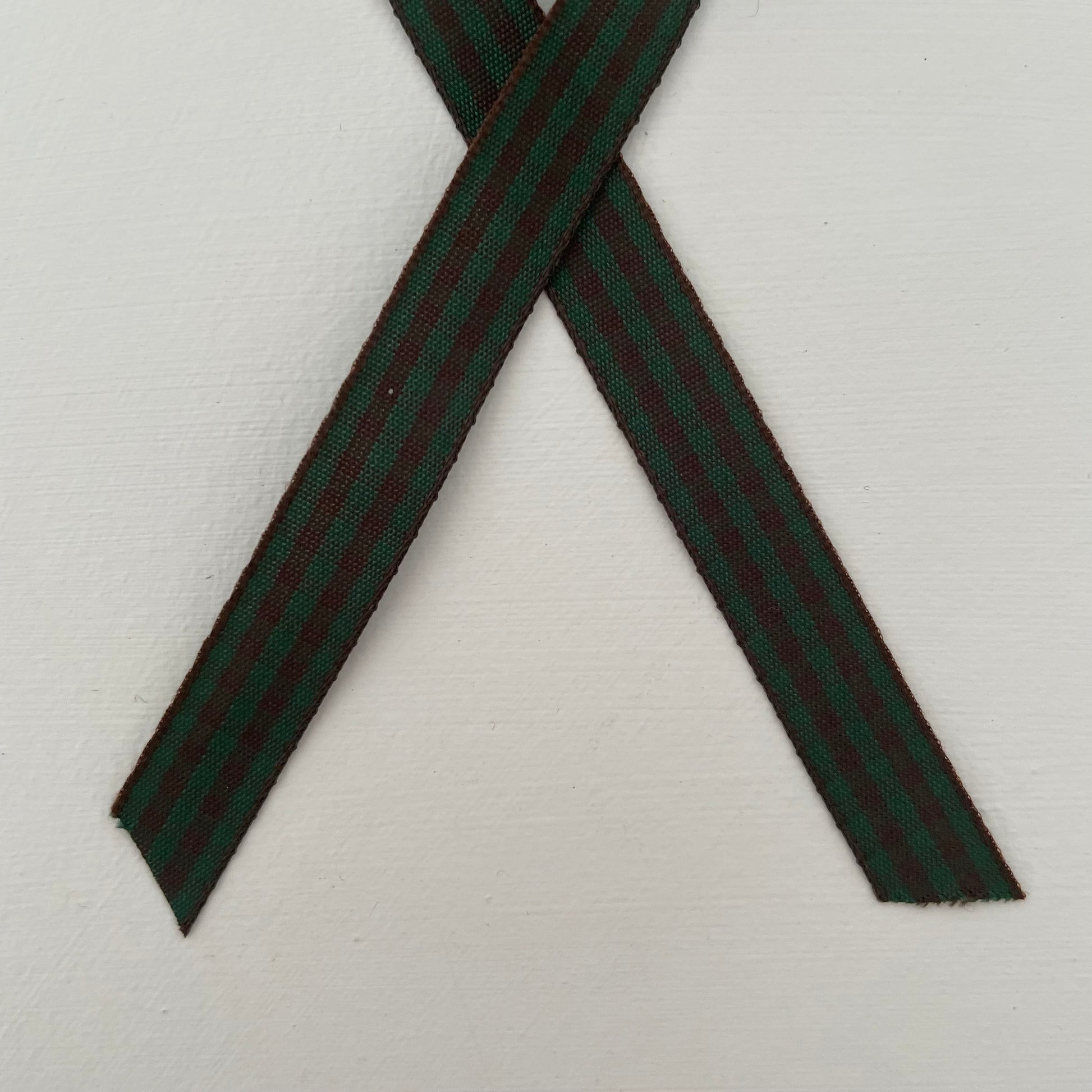 forest green and brown check gingham taffeta ribbon handmade in Japan 