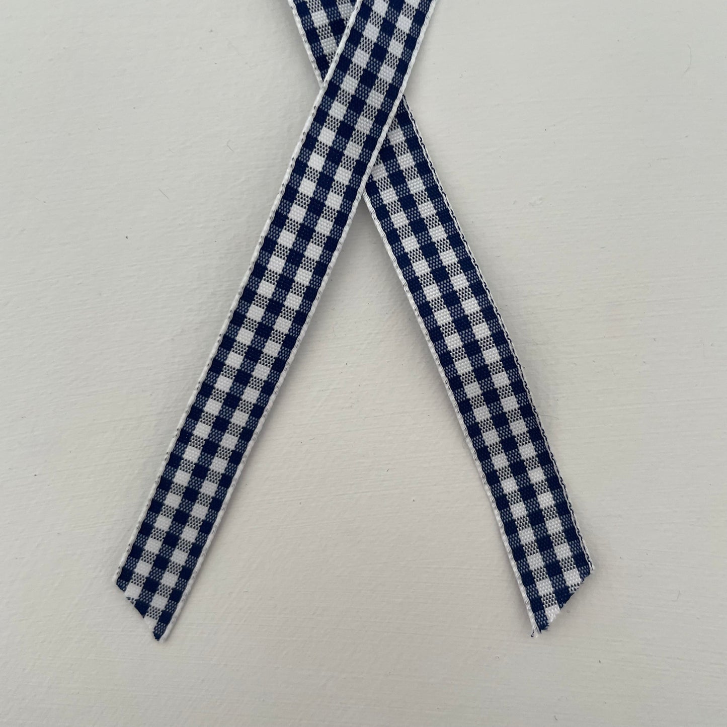 navy blue and white check gingham taffeta ribbon handmade in Japan 