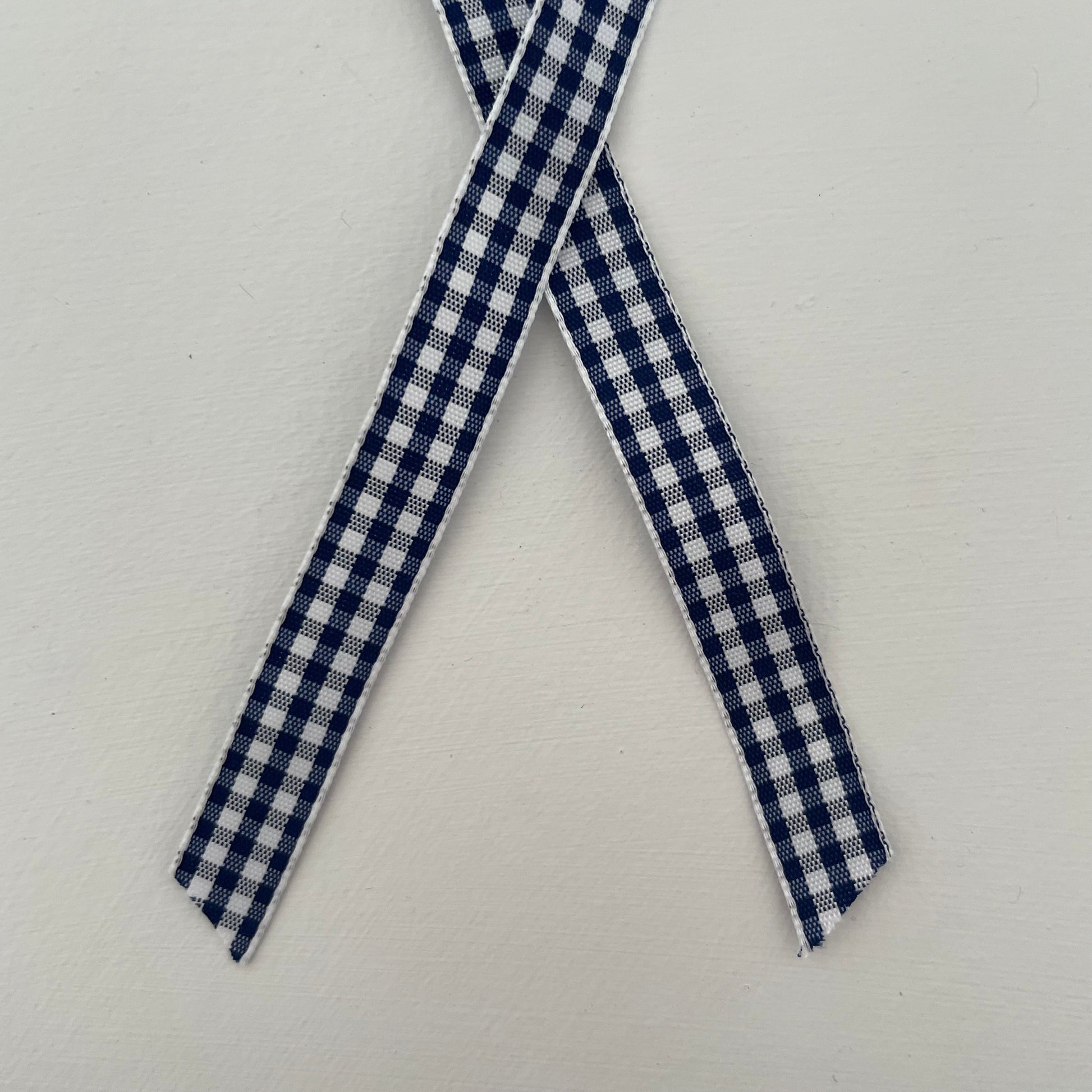 navy blue and white check gingham taffeta ribbon handmade in Japan 