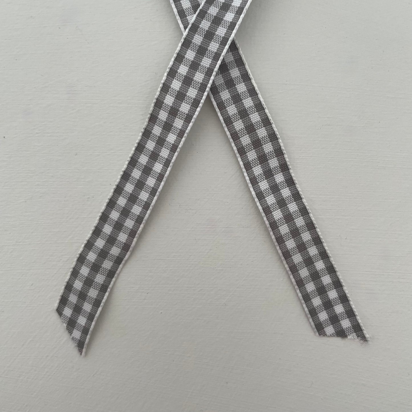 grey and white check gingham taffeta ribbon handmade in Japan 