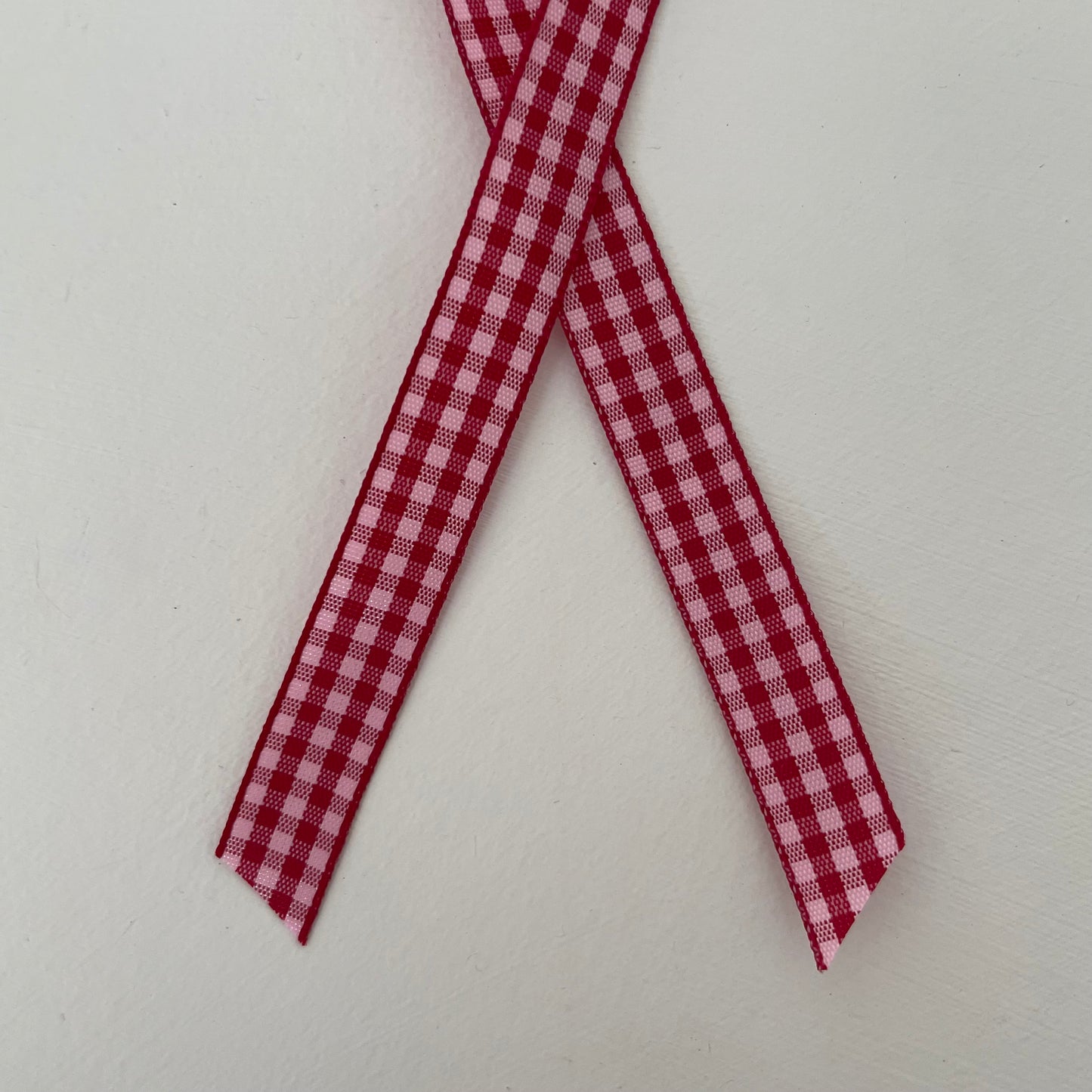 maroon and light pink check gingham taffeta ribbon handmade in Japan 