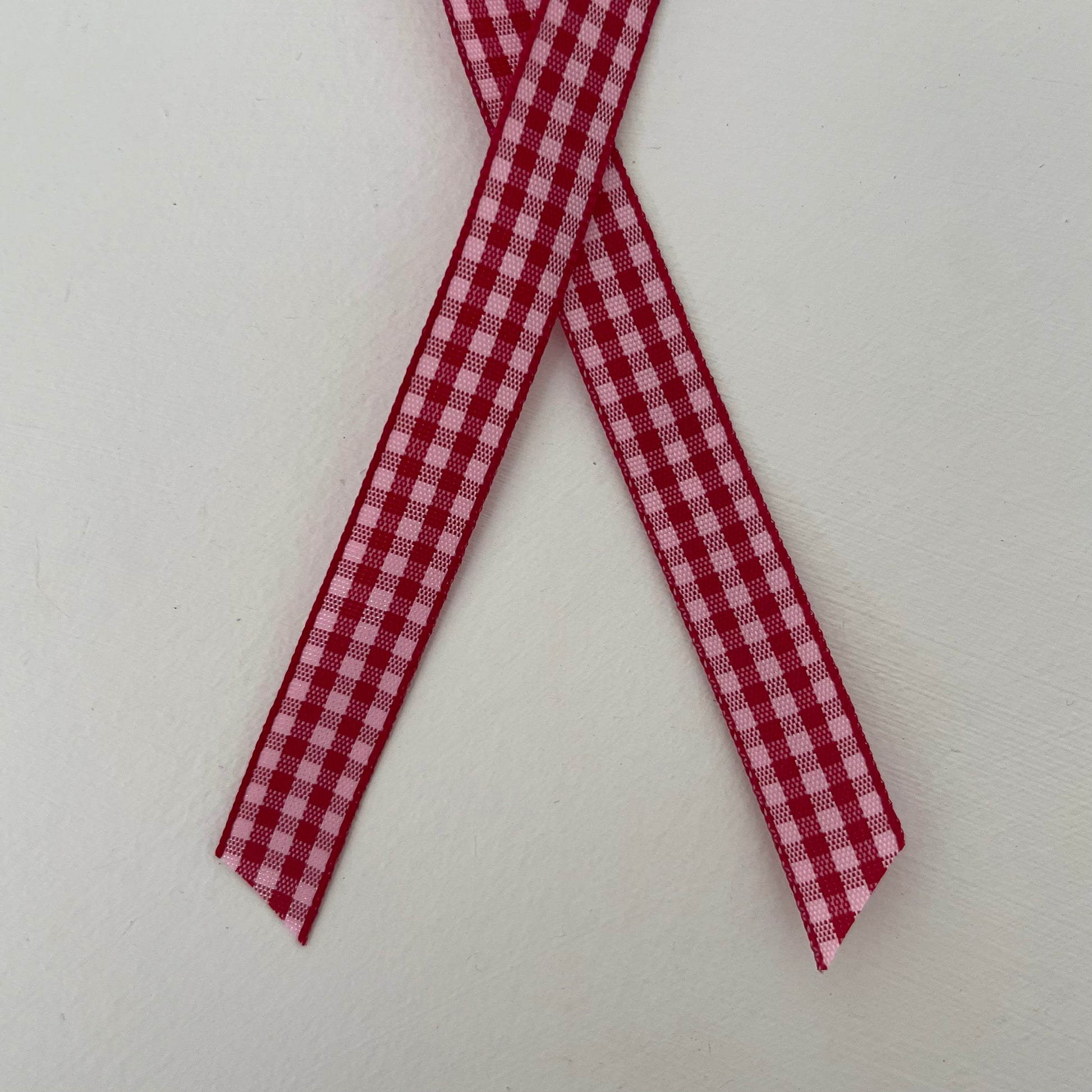 maroon and light pink check gingham taffeta ribbon handmade in Japan 