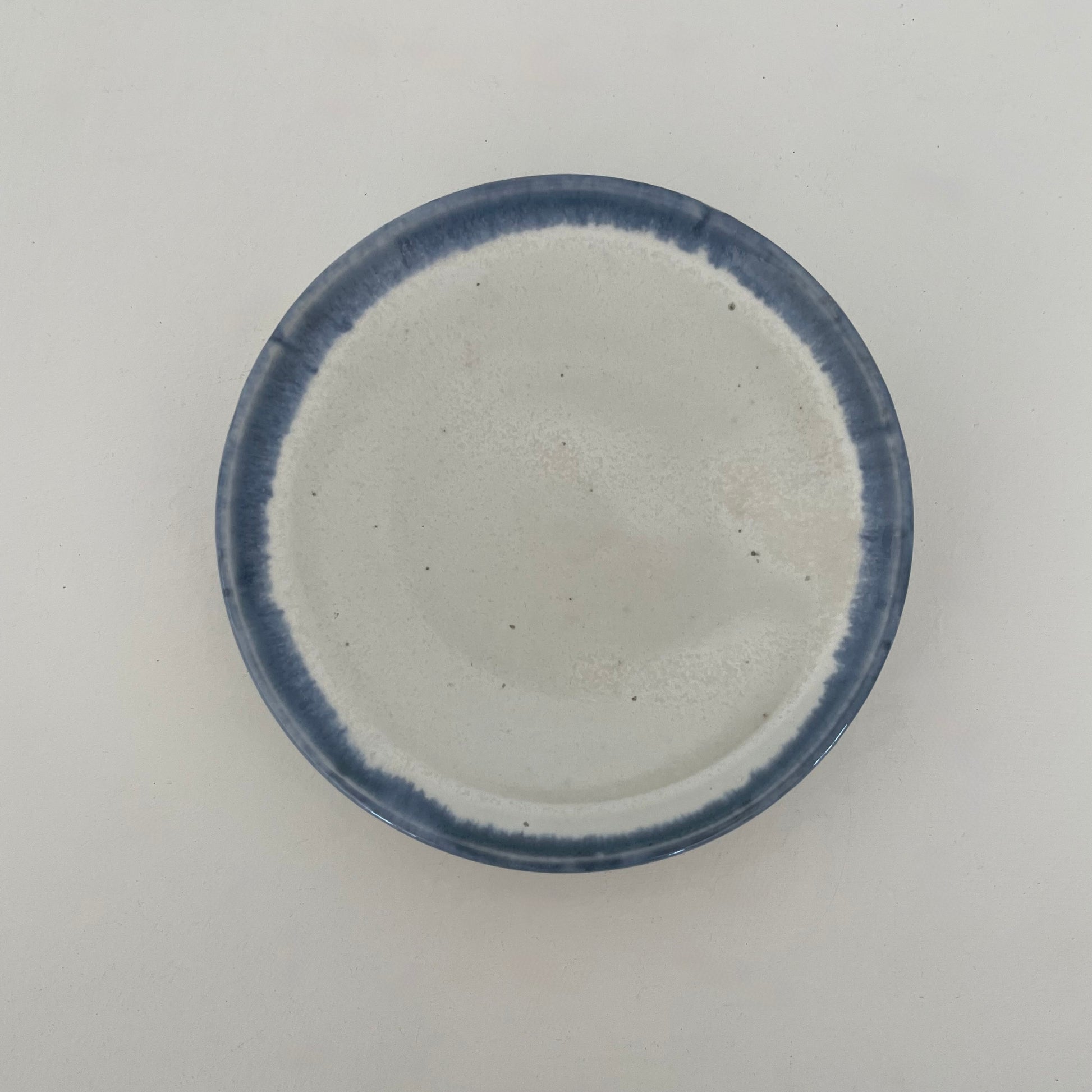 cream with blue rim handmade ceramic mini plate made in Japan