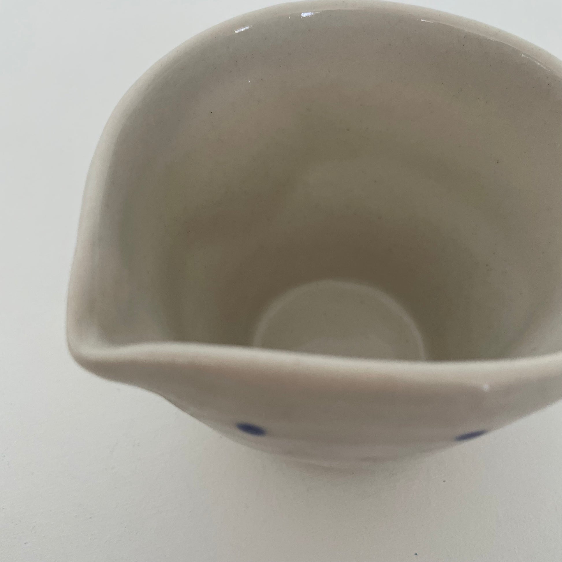 cream and blue dot handmade Japanese ceramic small mini pitcher for milk creamer or syrup