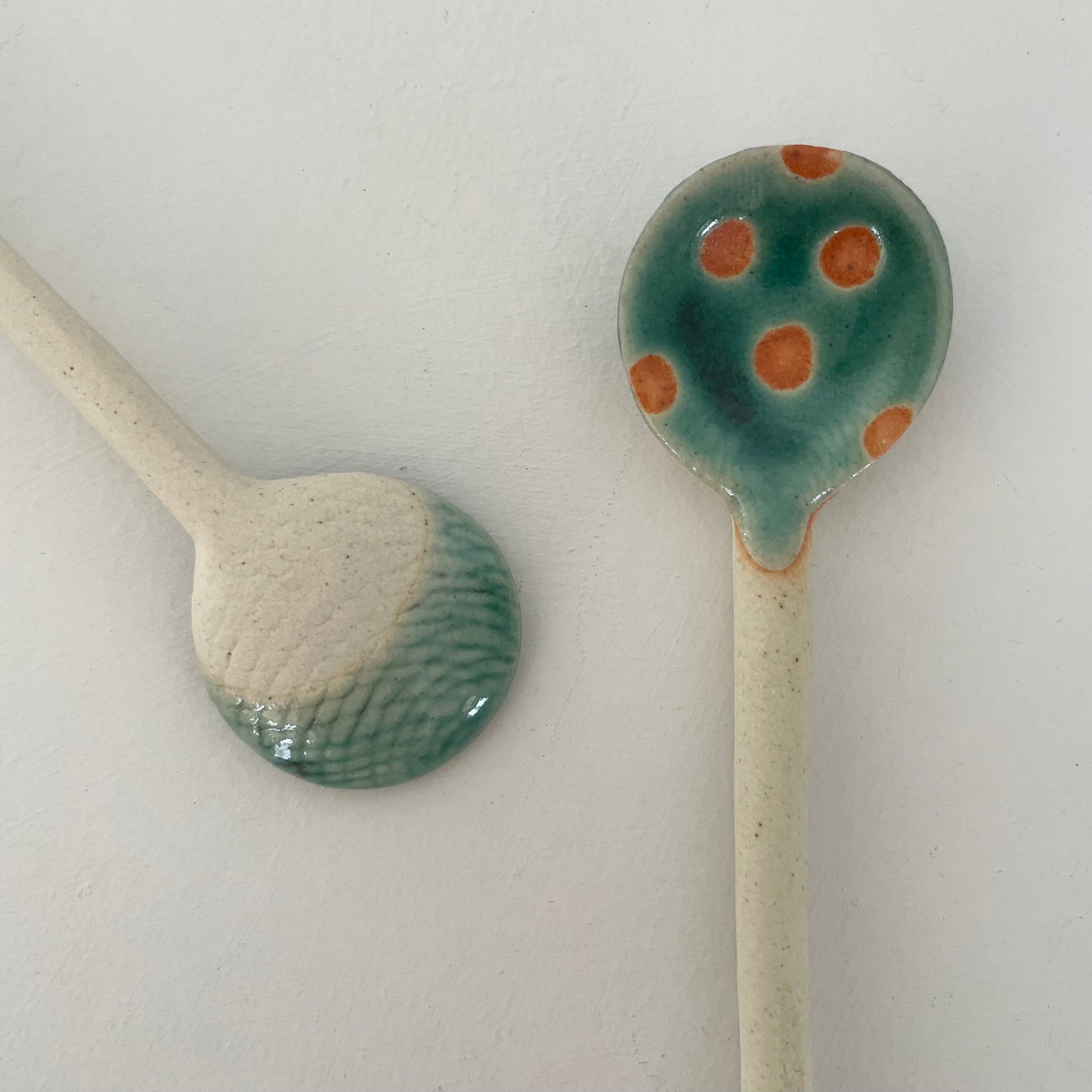 polka dot small handmade pottery Japanese spoon