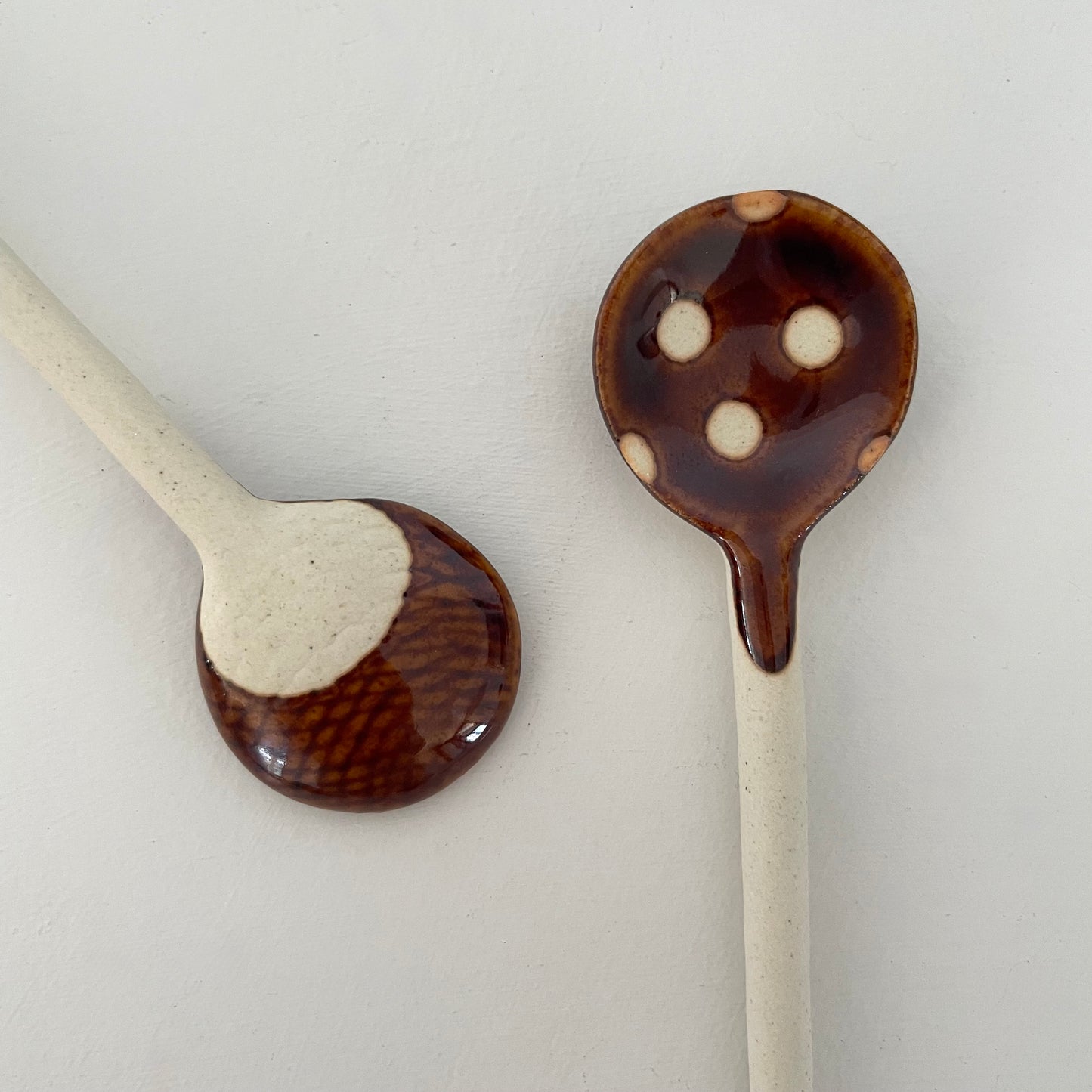 polka dot small handmade pottery Japanese spoon
