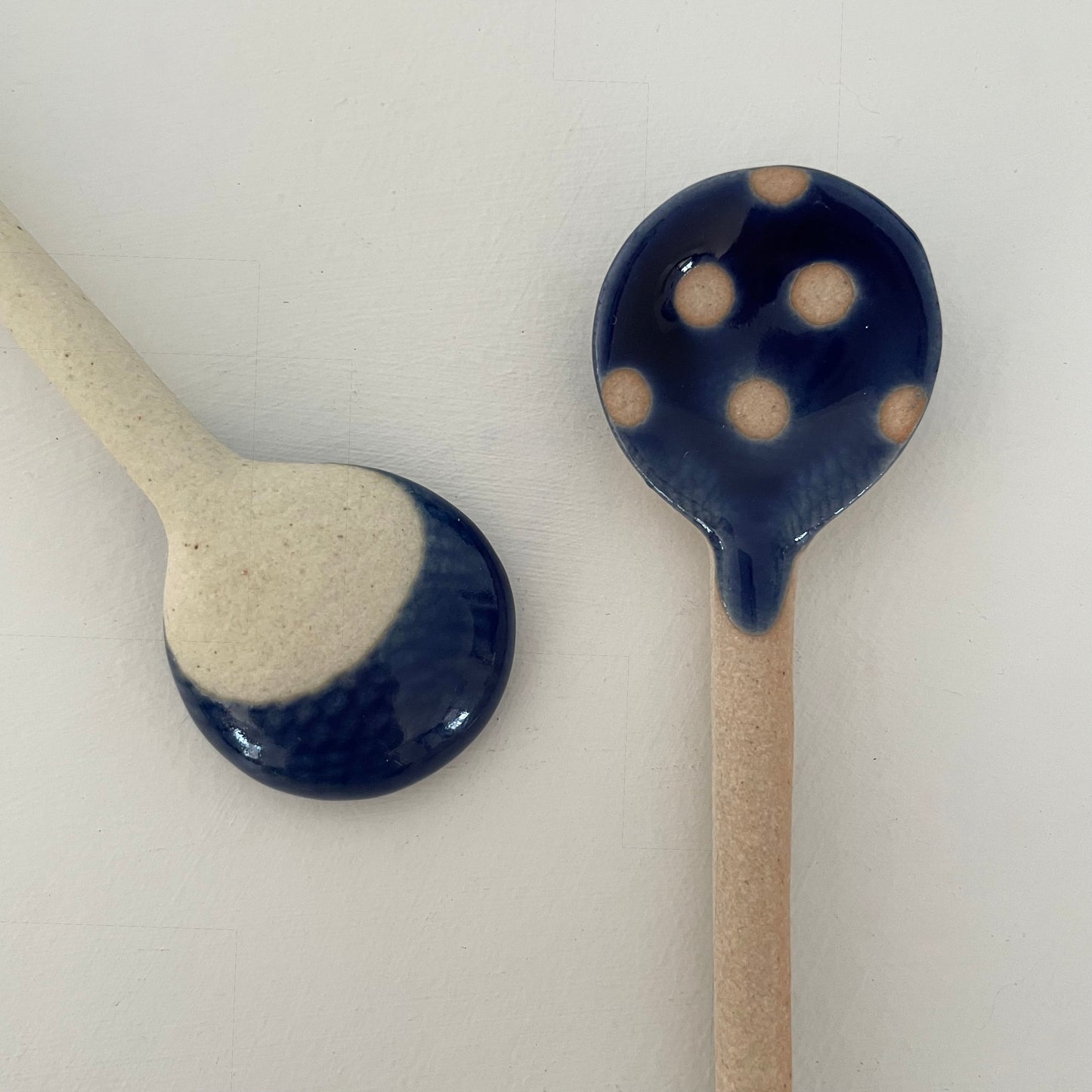 polka dot small handmade pottery Japanese spoon
