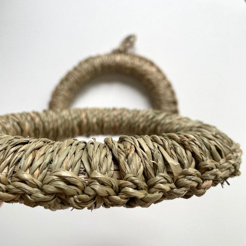 circular natural rush grass pot stand trivet from Vietnam in two sizes