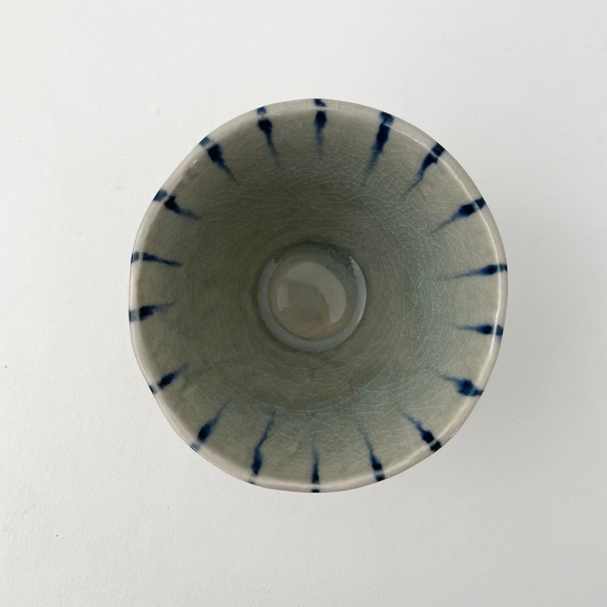 blue stripe julienne handmade Japanese cup