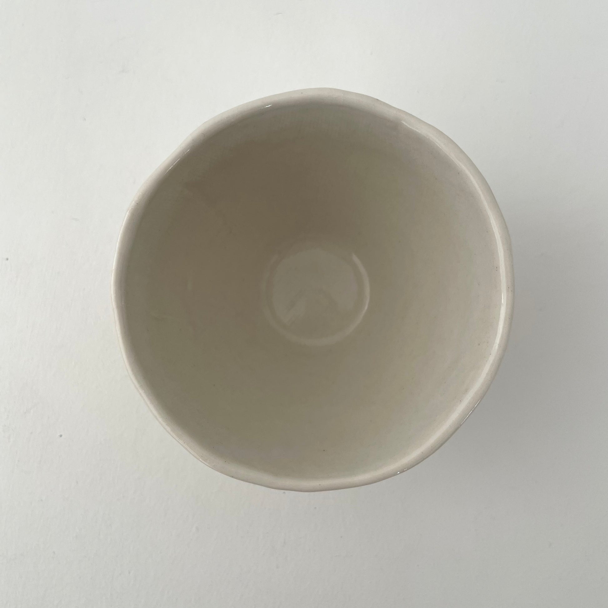 cream and blue dot handmade Japanese ceramic small mini cup