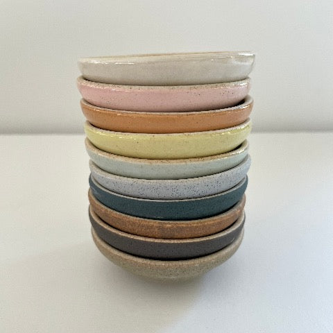 handmade Japanese ceramic round mini condiment dishes in 10 colors