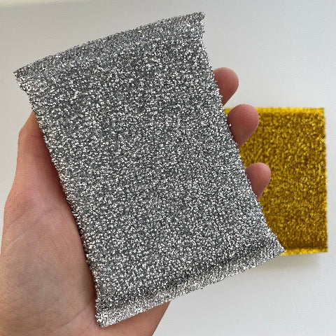 metallic silver and gold rectangle non scratch scouring kitchen scrub sponges